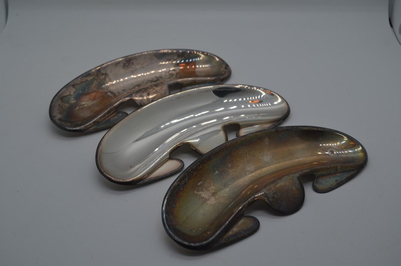 6 Verzilverde visgraatbakjes voor aan je bord. Sjiek-de-friemel dus.