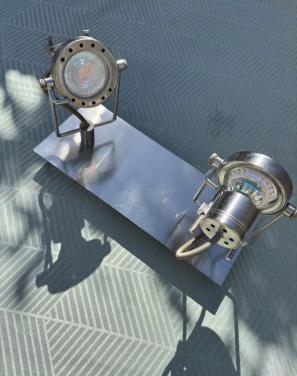 Moderne dubbele spotlamp - RVS look