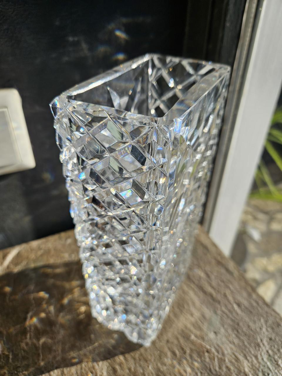 Prachtige kristallen bohemia crystal vaas met diamant motief