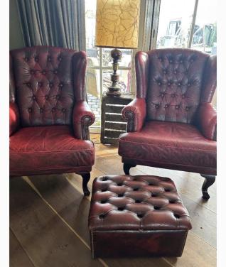 Prachtige Chesterfield Oorfauteuils