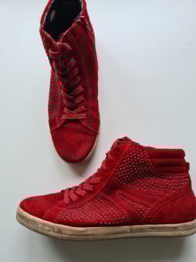Gabor bordeau / wijn rode leren enkel hoge veterboots , sneackers Mt 40