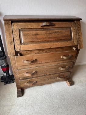 Eikenhouten secretaire bureau