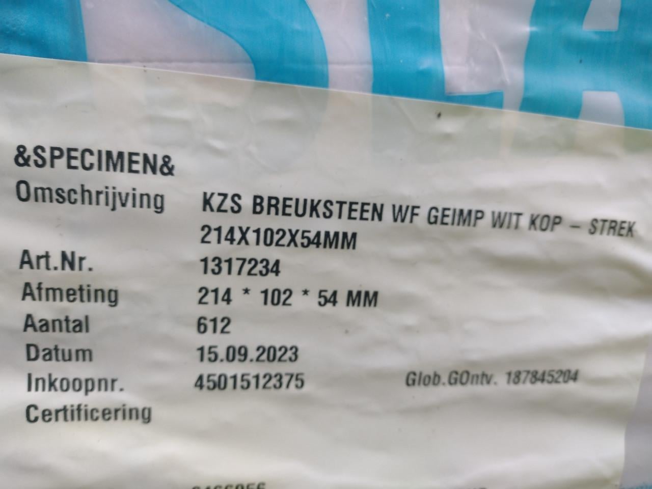 ±900 KZS breukstenen WF geïmpregneerd wit