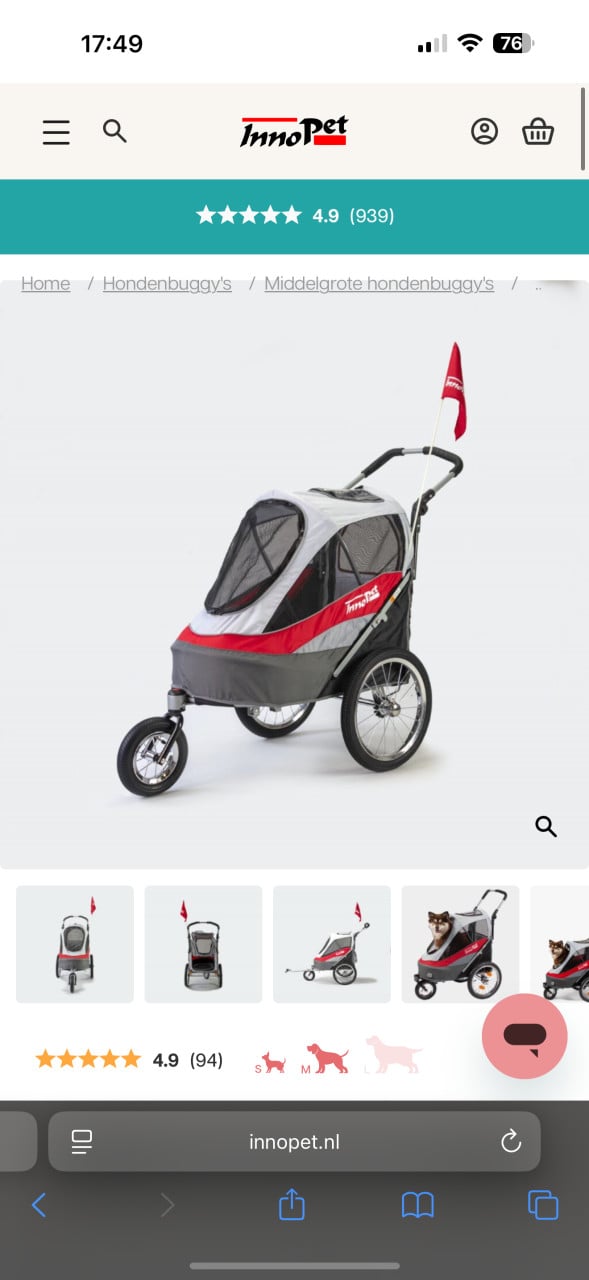 Zgan honden fietskar buggy InnoPet Sporty Dog Trailer Deluxe