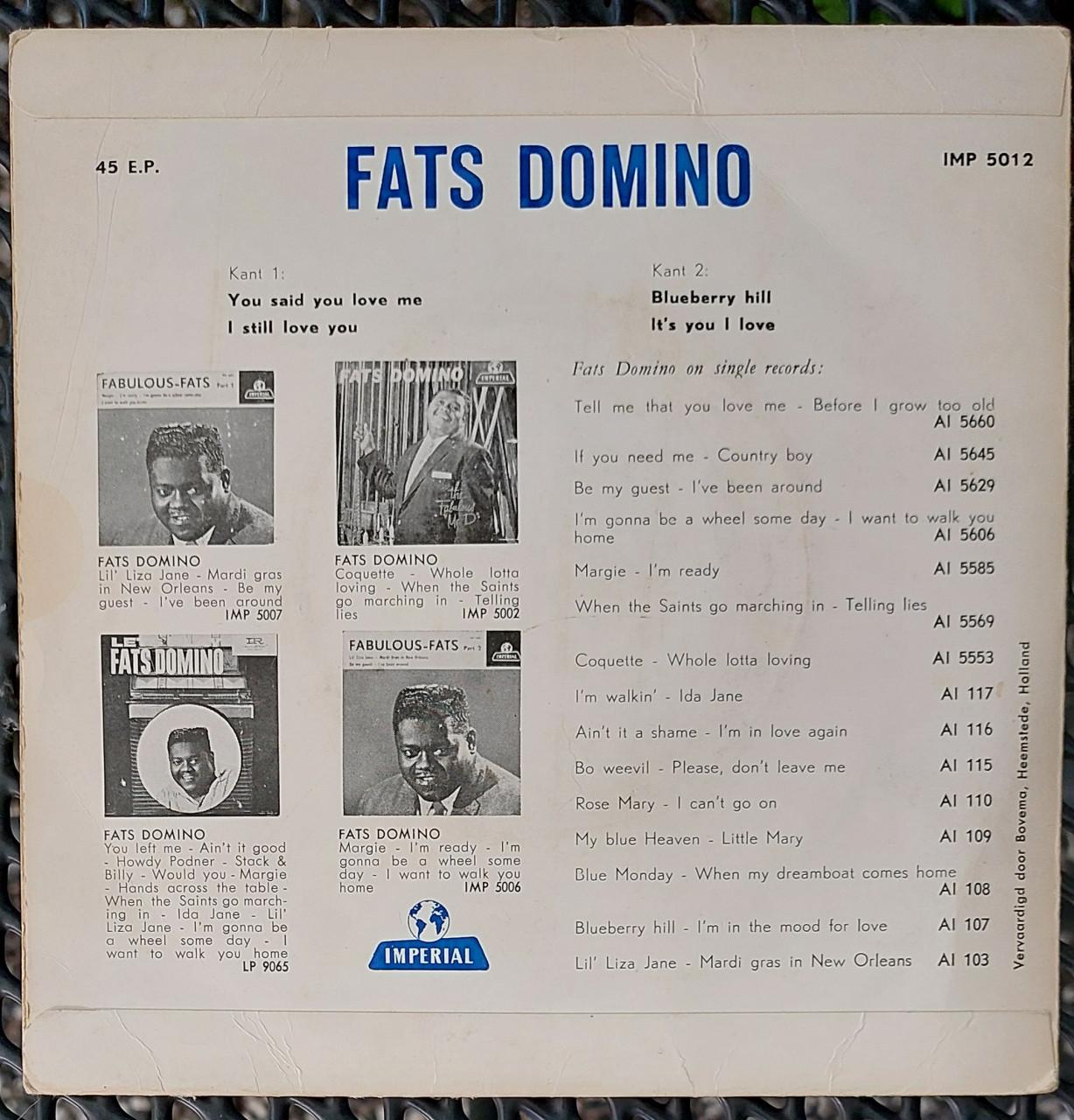 Fats Domino - Million Record Hits  7"