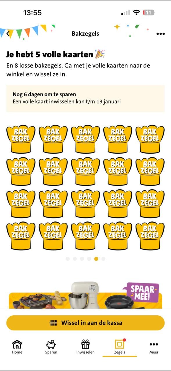 Bakzegels jumbo 5 volle kaarten 8 losse