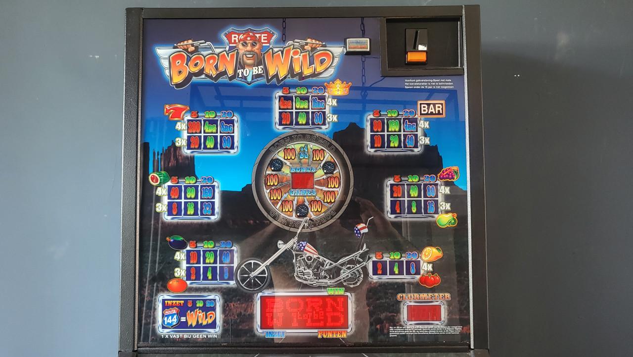 Born to be wild gokkast in topstaat + barkruk