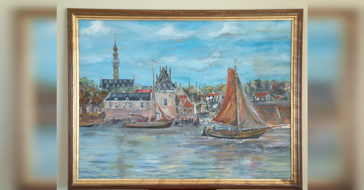 Zicht met oude visserij en rondvaart op Veere