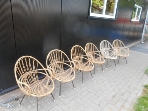 6 Rotan kuips stoeltjes