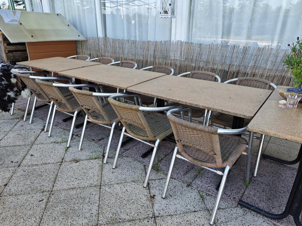 Stapel van 9x Aluminium Horeca Terrasstoelen (Rotan/Wicker)