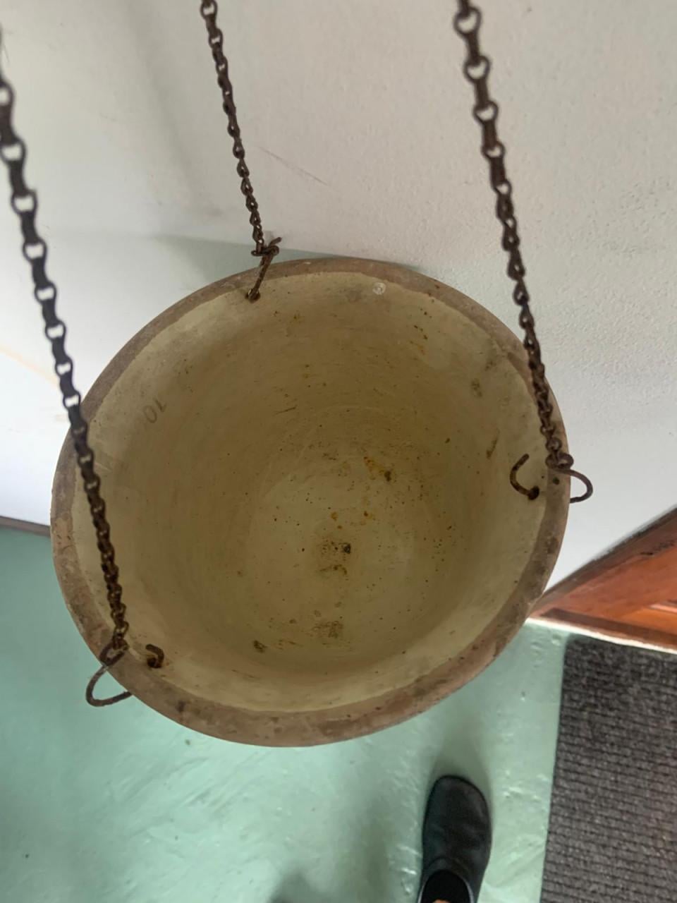 Te koop; antieke vintage bloempot hanger bloempothanger curiosa planten