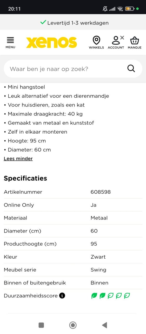 Dieren hangstoel