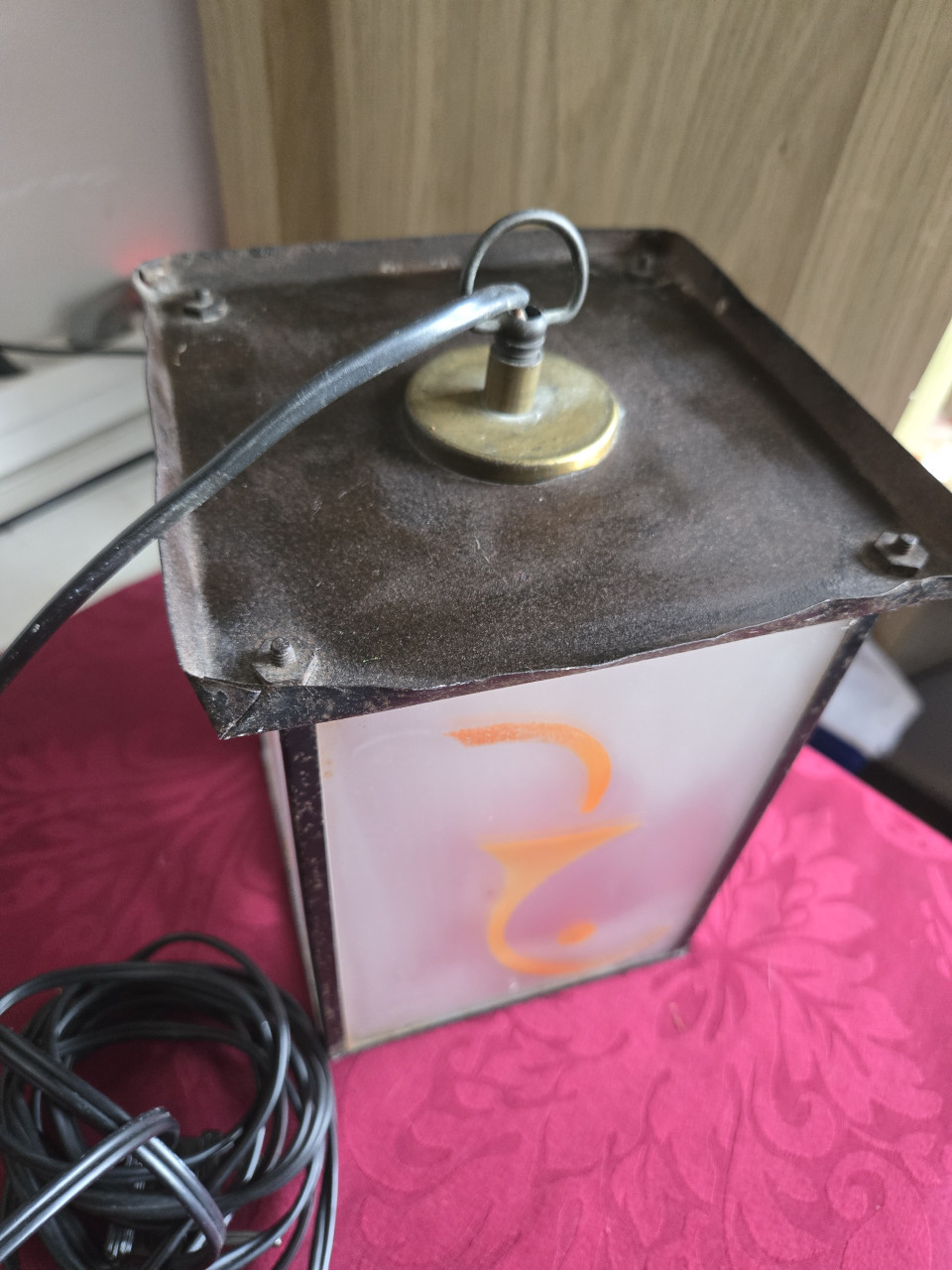 Lantaarn elektrisch met schakelaar 13x13x20 cm  Bieden mag