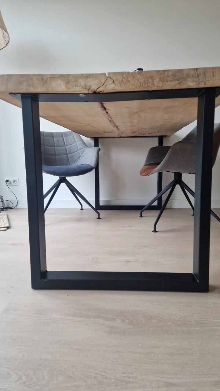 Stalen U tafelpoot zwart 8 x 4 cm en hoogte 73 cm