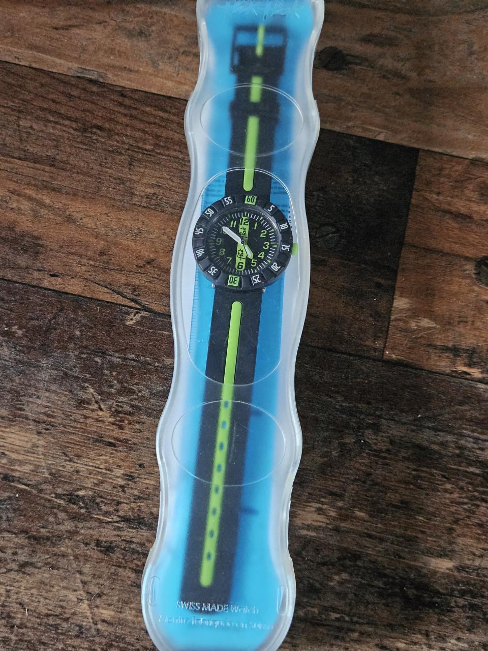 Zgan Flik Flak Green ahead - Zwart/Groen Kinderhorloge
