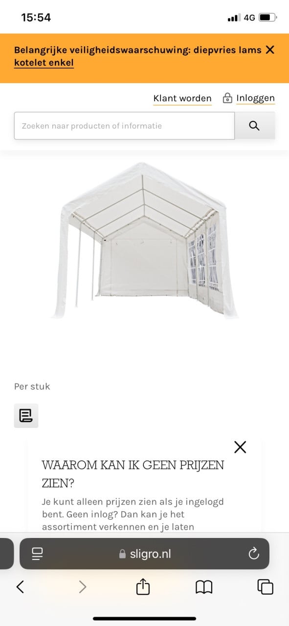Partytent Sediamo 4 x 8 mtr