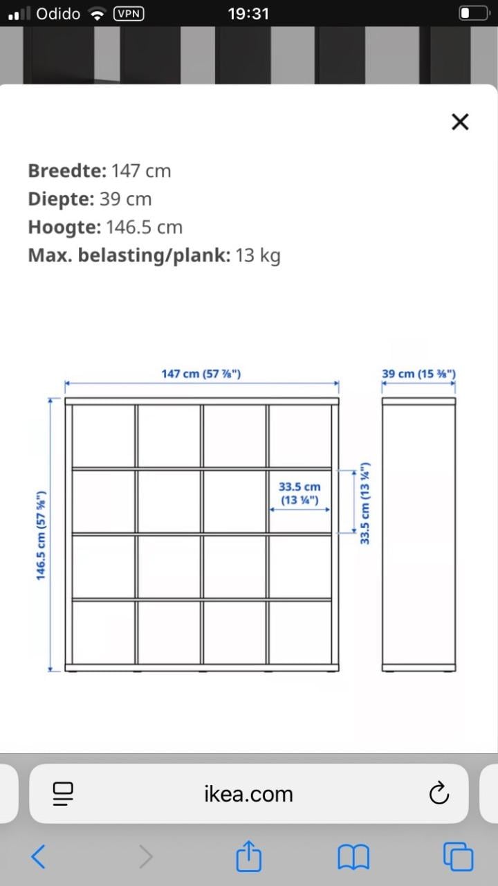 Kast IKEA Kallax 16 vakken
