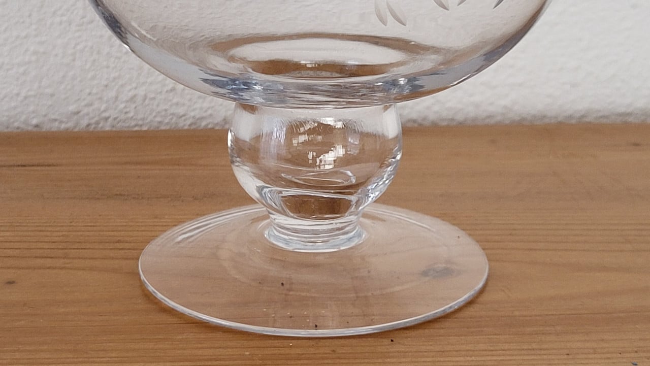 Windlicht / vaas glas gegraveerd, h 22,5 cm