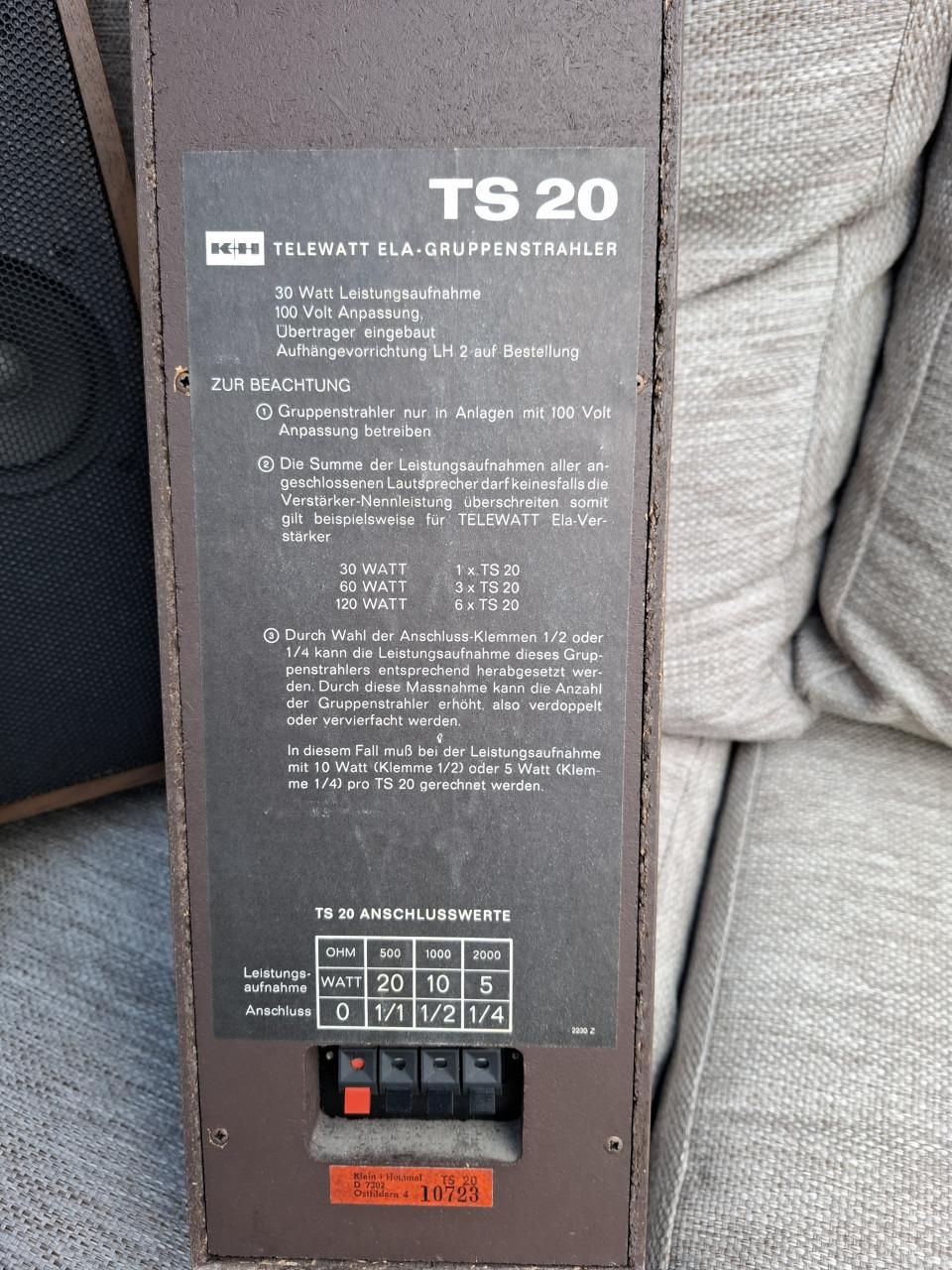 3 x KH Telewatt TS 20 .Speakers.