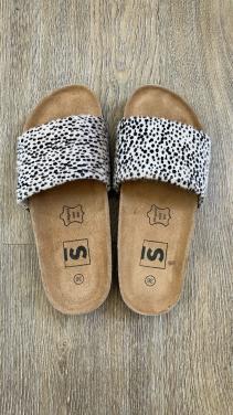 Nieuwe dames bio slippers met cheetah print -maat 36- kleur beige
