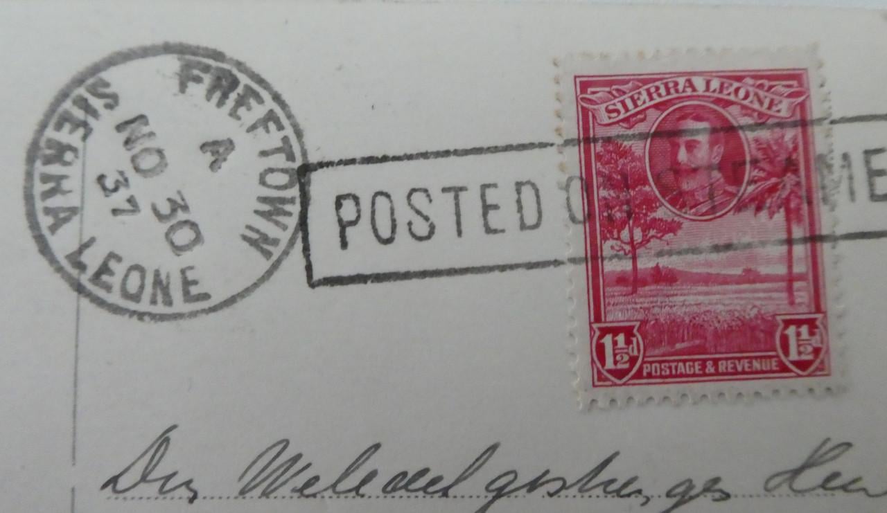 Las Palmas, POSTED ON STEAMER, 1937, naar Sluis, postzegel Sierra Leone,