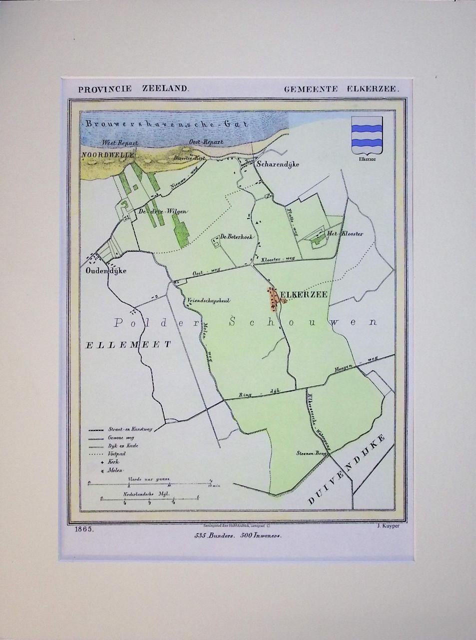 Historische Gemeentekaartjes Schouwen-Duieland van J. Kuyper
