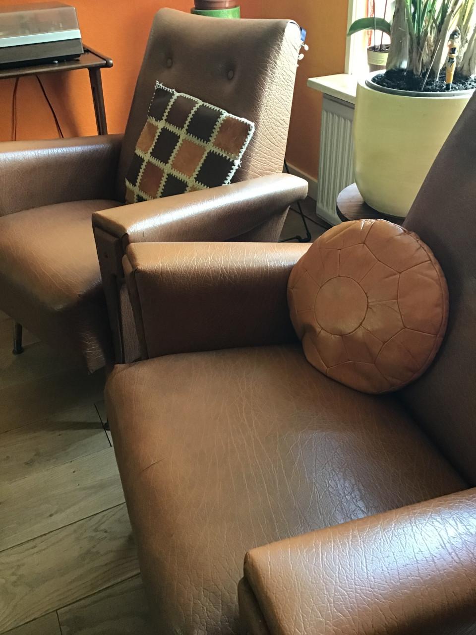 2 Vintage jaren 60 skai fauteuils