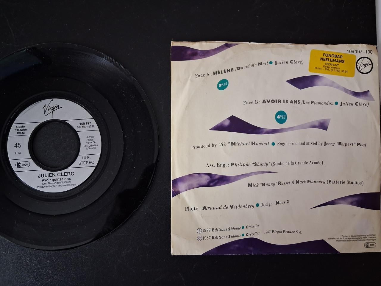 Muziek single: Julien Clerc  Helene 1987