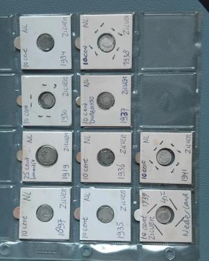 1897-1941 ZILVER 9x Dubbeltjes 1x Kwartje