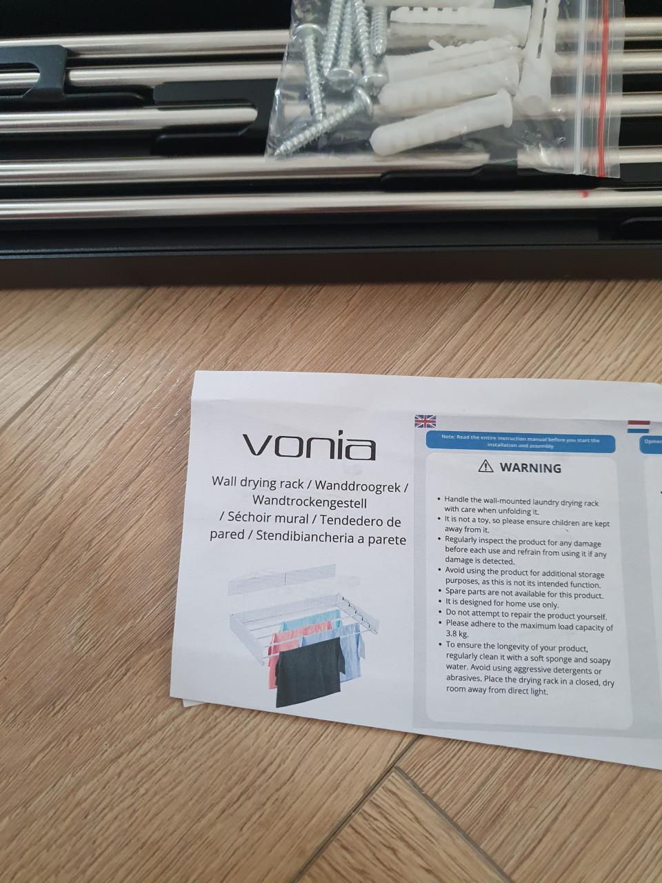 Vonia wanddroogrek zwart — zo goed als nieuw | inklapbaar