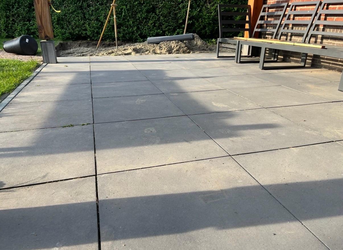 Betontegels 60x60 antraciet 28m2