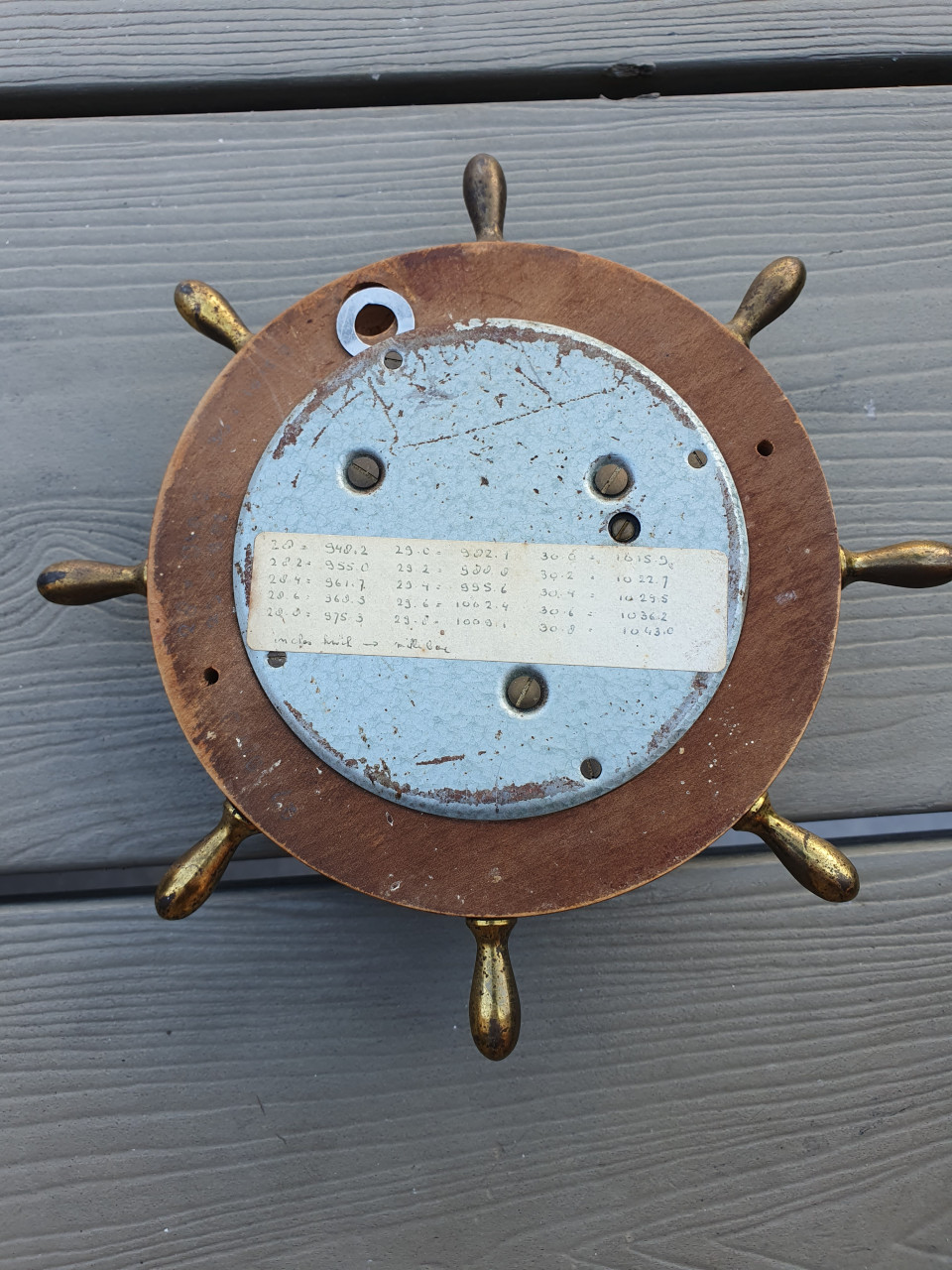 Leuk antiek android stuurwiel barometer in nette en werkende staat