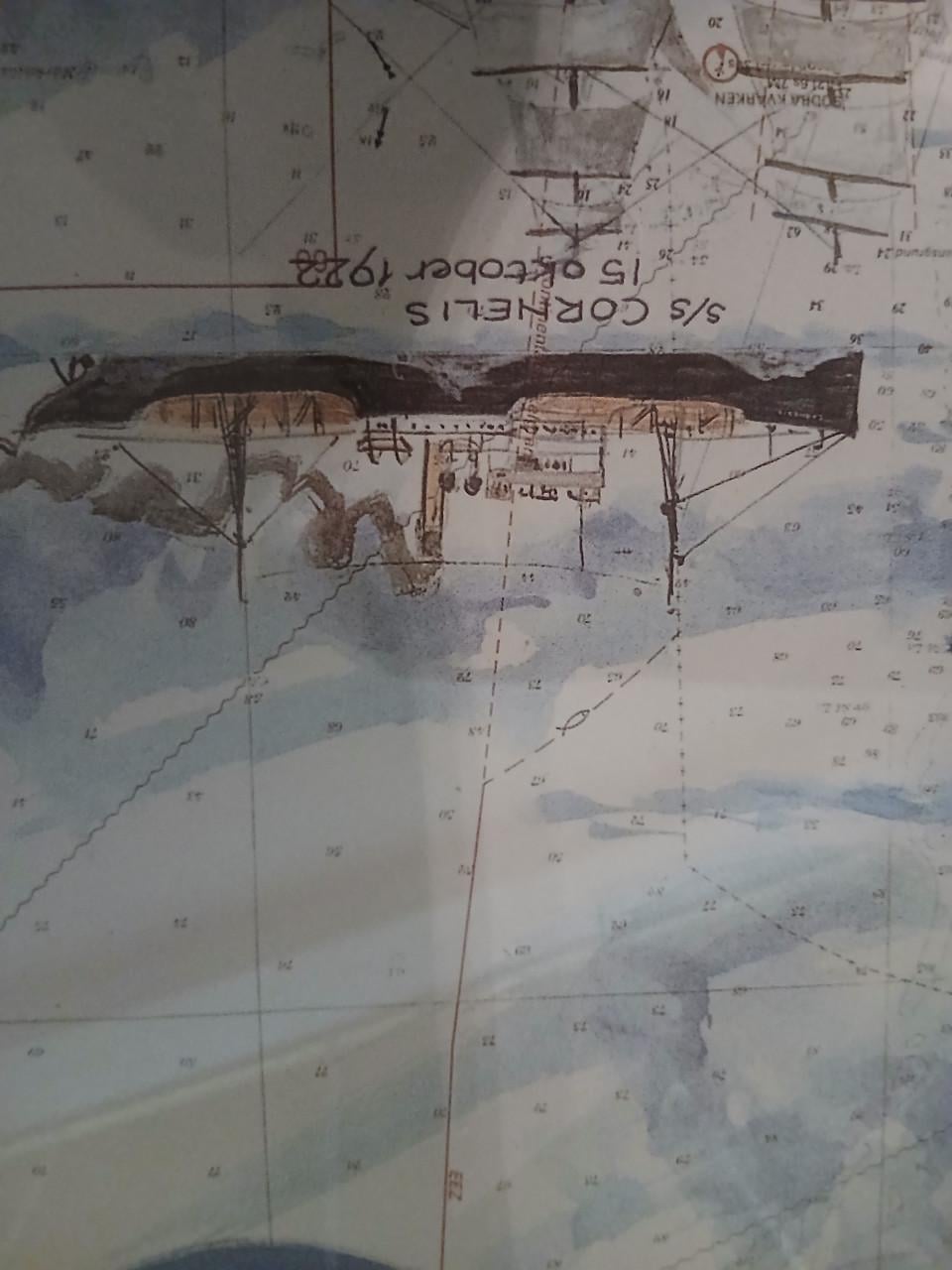 Kaart gezonken zeeschepen.