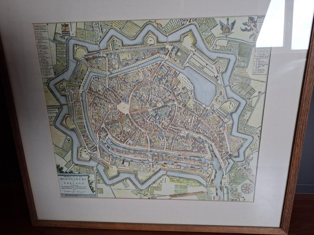 Ingelijste kaart Middelburg