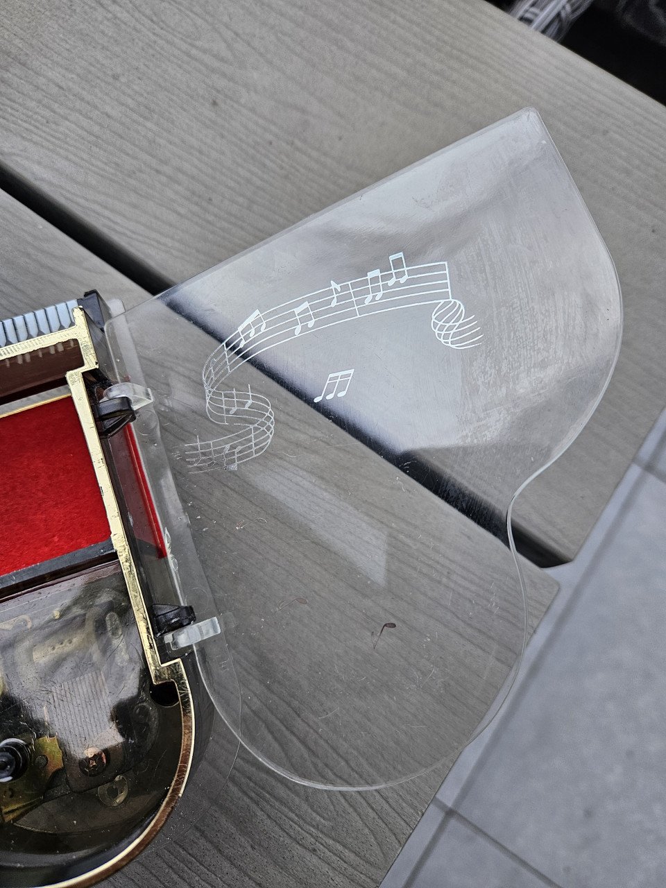 Mooi vintage acryl vleugel/piano muziekdoos in nette en werkende staat