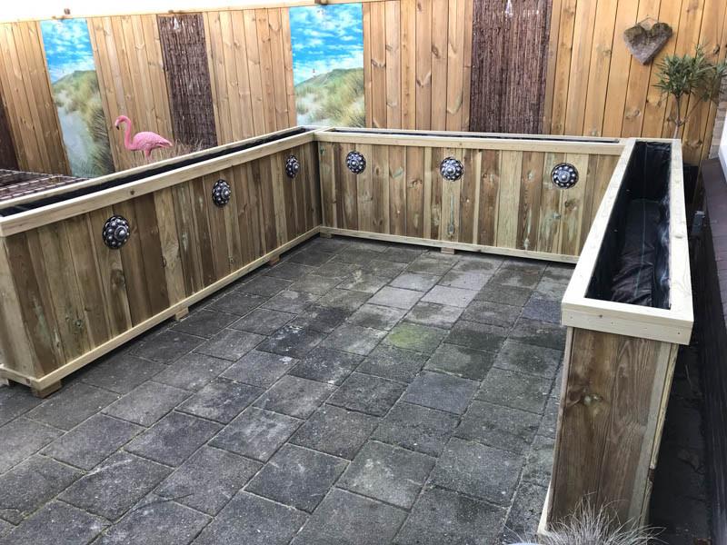 Zeeuwse knop bloembakken projecten ter inspiraties L225 x B35 x H85