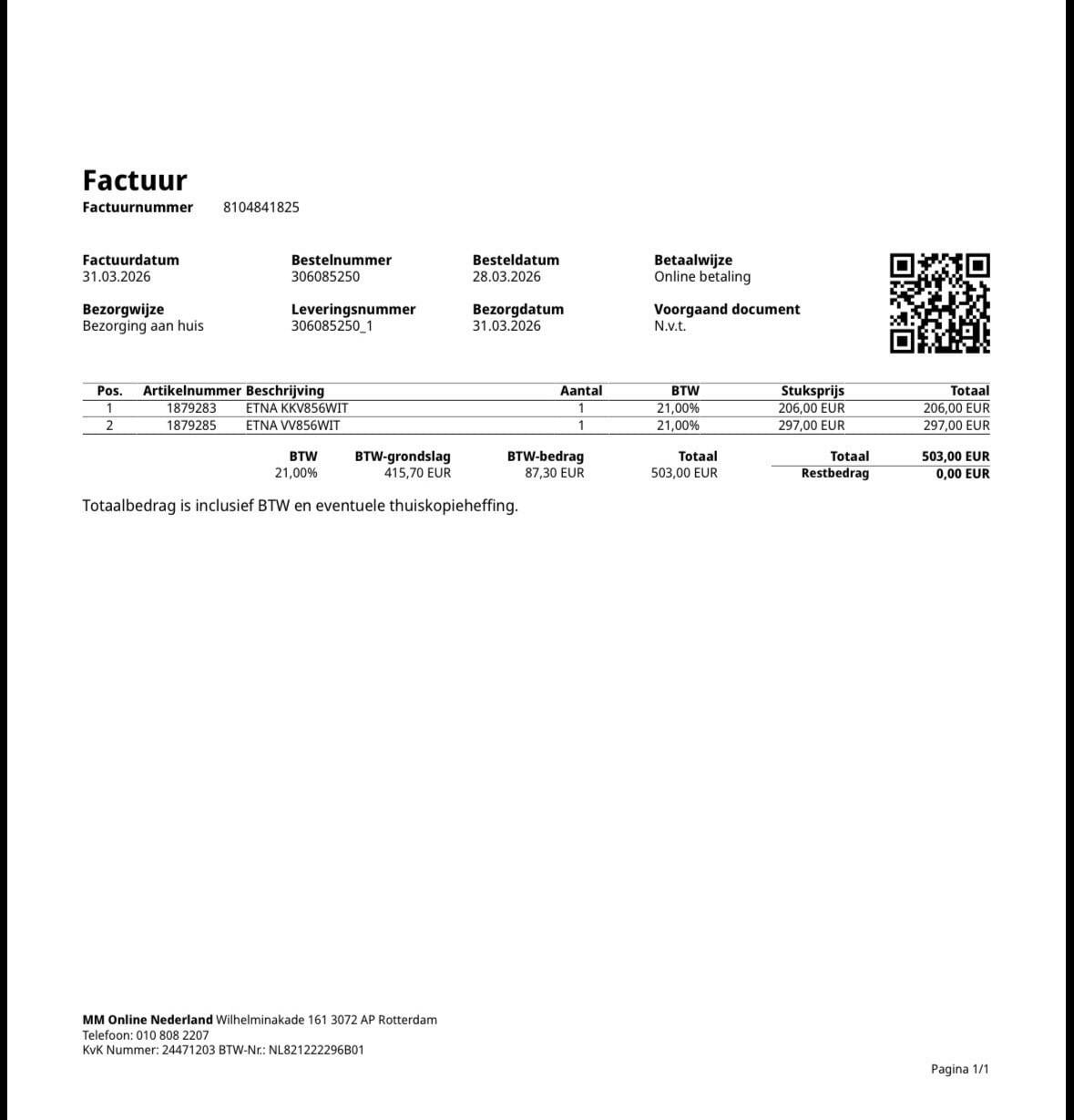 Koelkast en vriezer Tafelmodel 2mnd oud