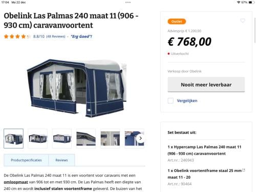Caravan voortent.