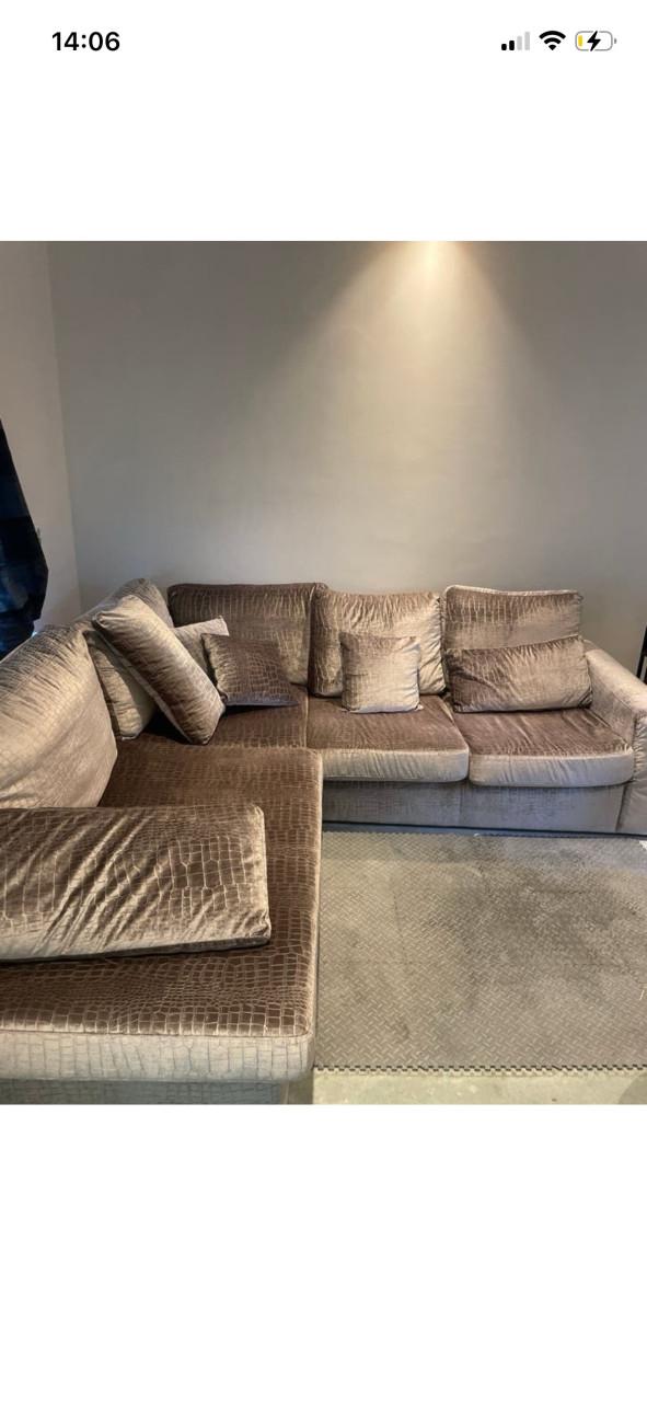 Luxe Hoekbank met Krokodillenprint Stof