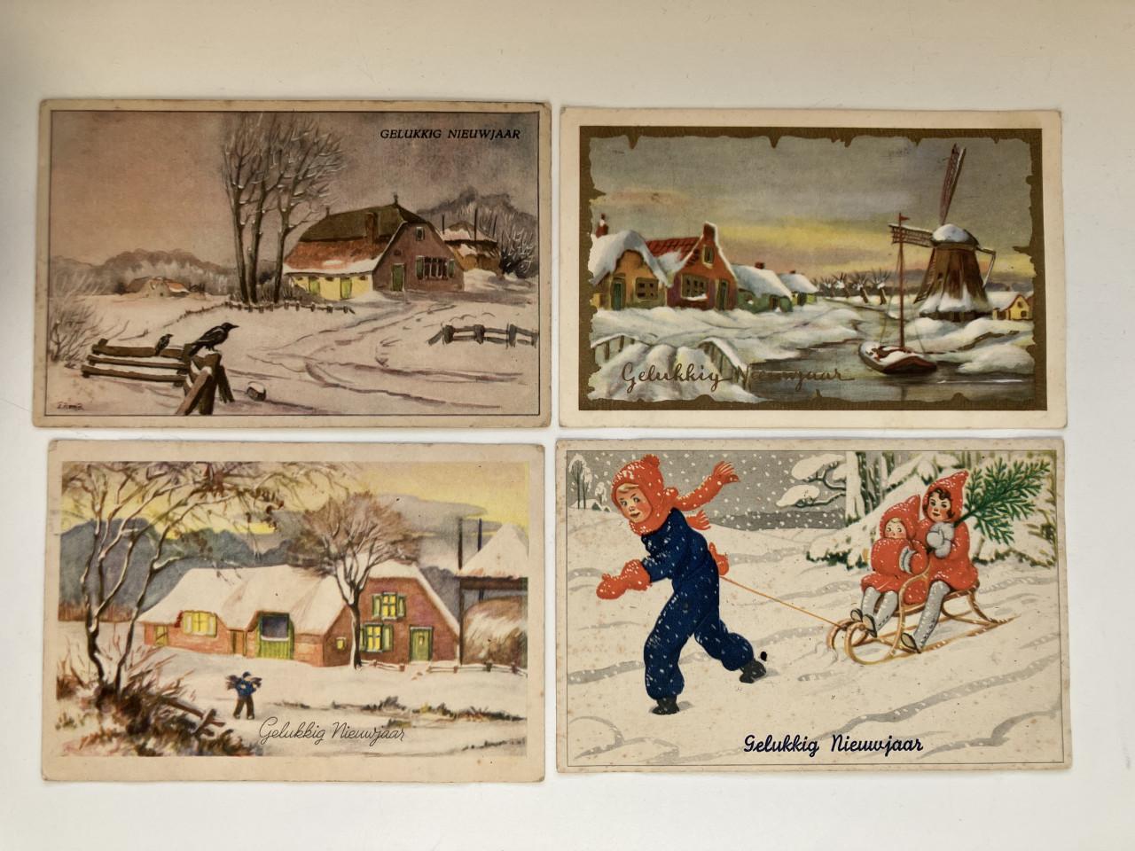 Nieuwjaarskaart 4st ca. 1940-1950