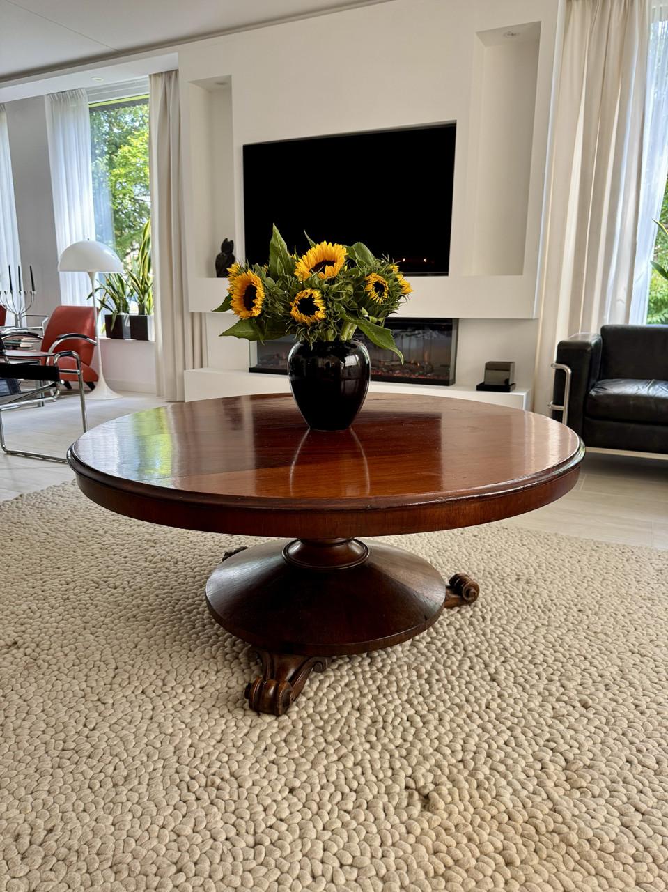 Antieke ronde mahoniehouten salontafel