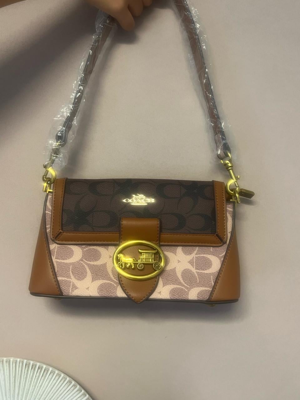 Coach schoudertas bruin/beige