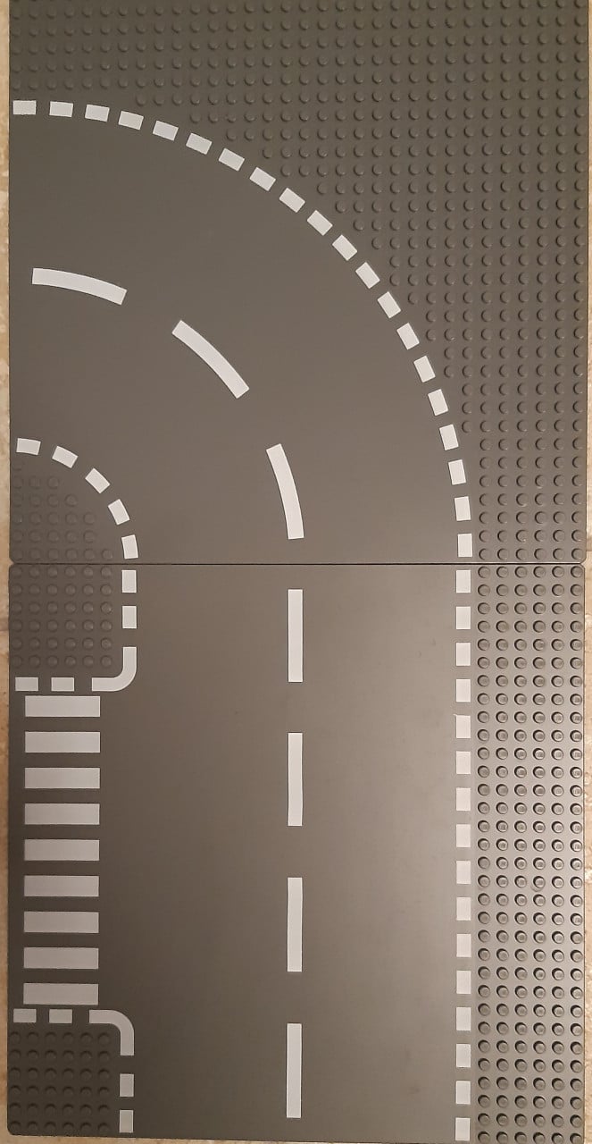 Lego City 2 wegplaten: 1 bocht + 1 T-weg