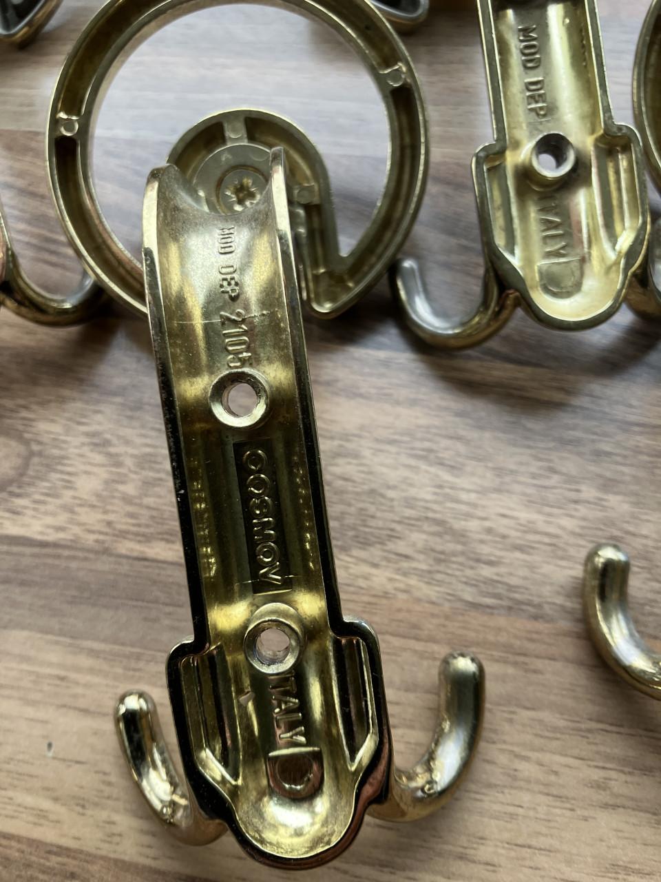 Vintage messing kapstokhaken 7st