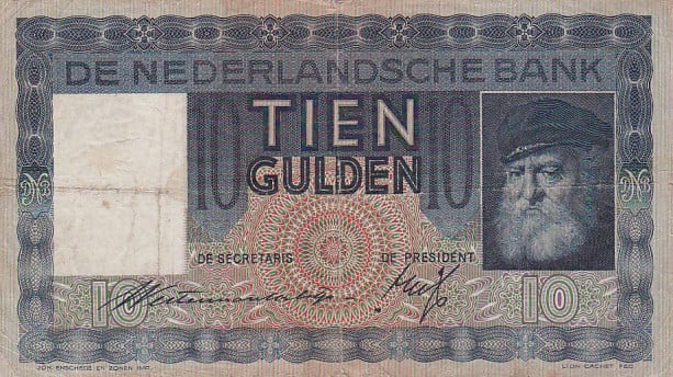 Biljet 10 Gulden 1939 Grijsaard