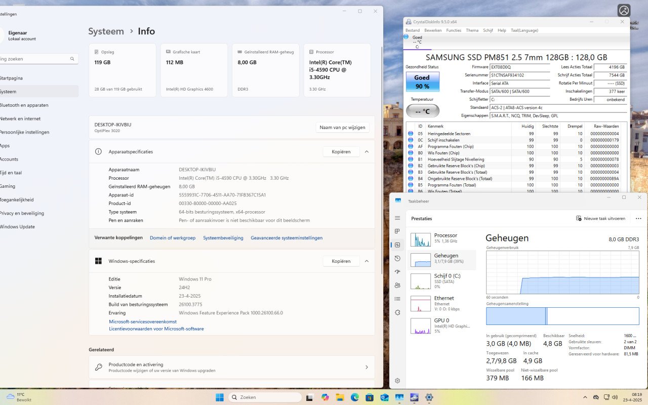 Dell Optiplex i5-4590 3.30GHz 8Gb-RAM 128Gb-SSD Windows 11 Pro €50