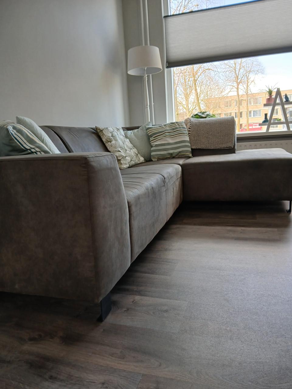 Leuke grijze hoekbank 250cm breed