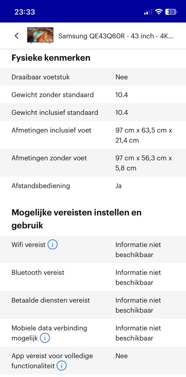 Samsung 43’’ QLED smart tv