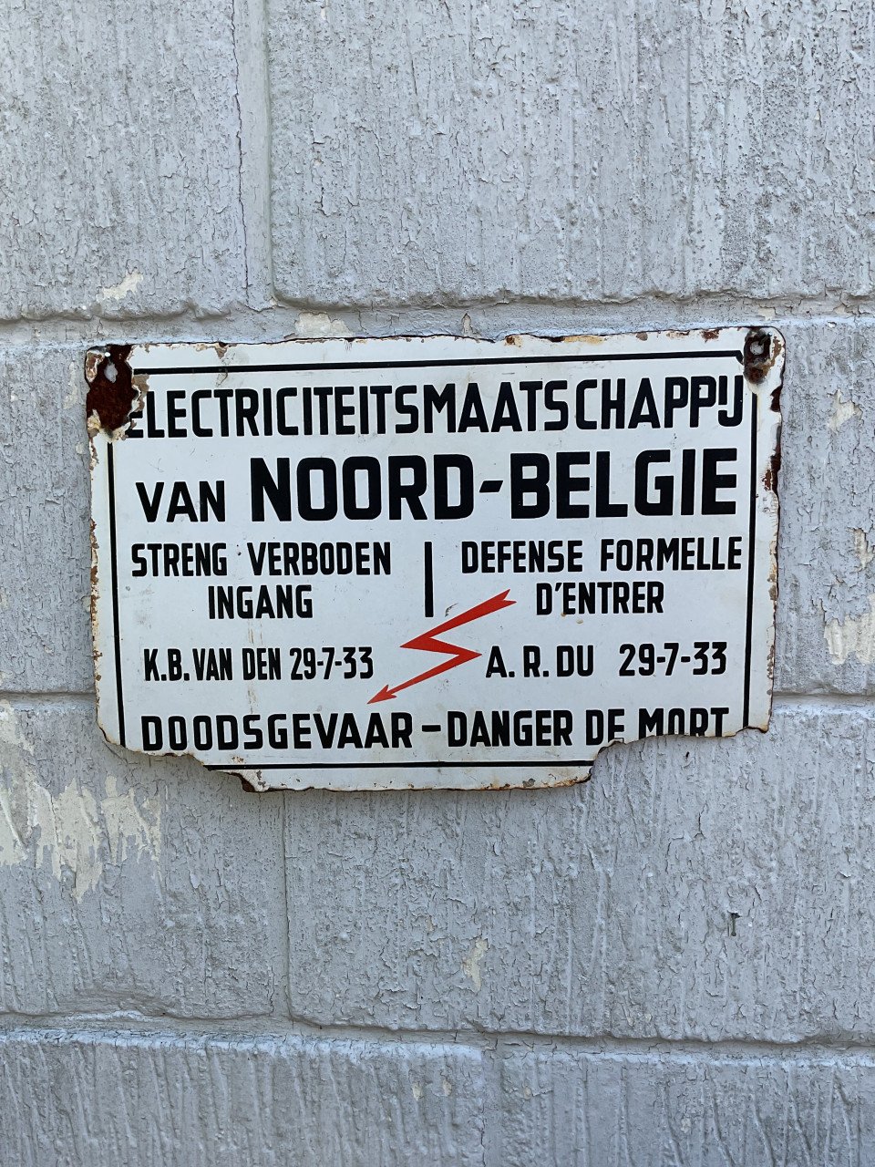 Antiek emaille bord