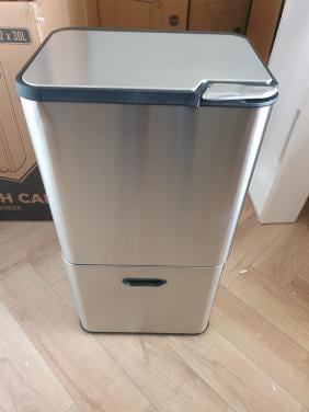 Bayt Prullenbak 60L – 2 Compartimenten – 27L + 33L – RVS Zilver – Touch Bin